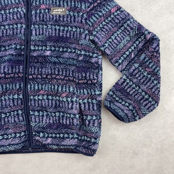 Eddie Bauer Kids Sherpa Fleece Hoodie Jacket L 14/16 Purple Full Zip - Picture 14 of 16